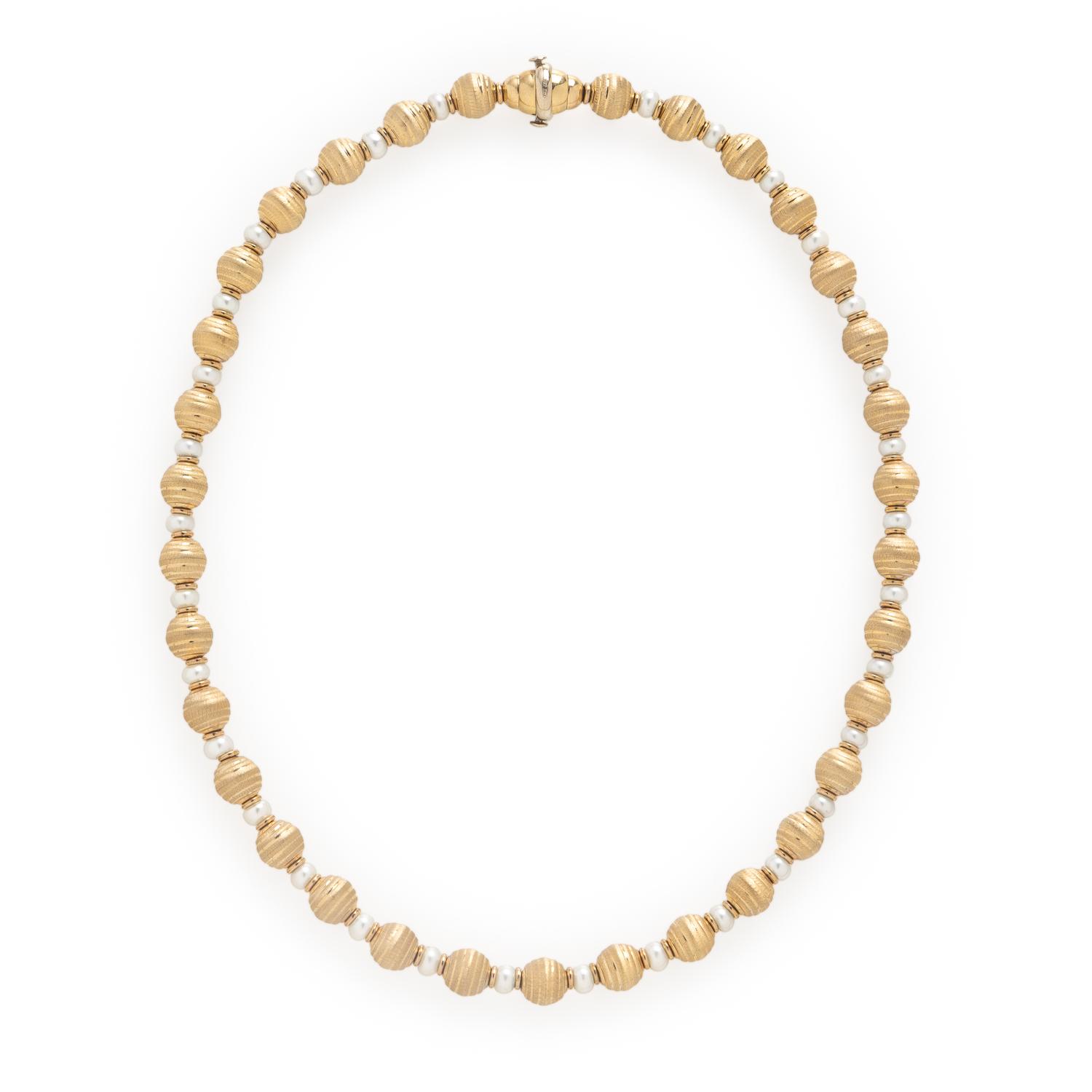 Yellow Gold and Cultured Pearl Necklace