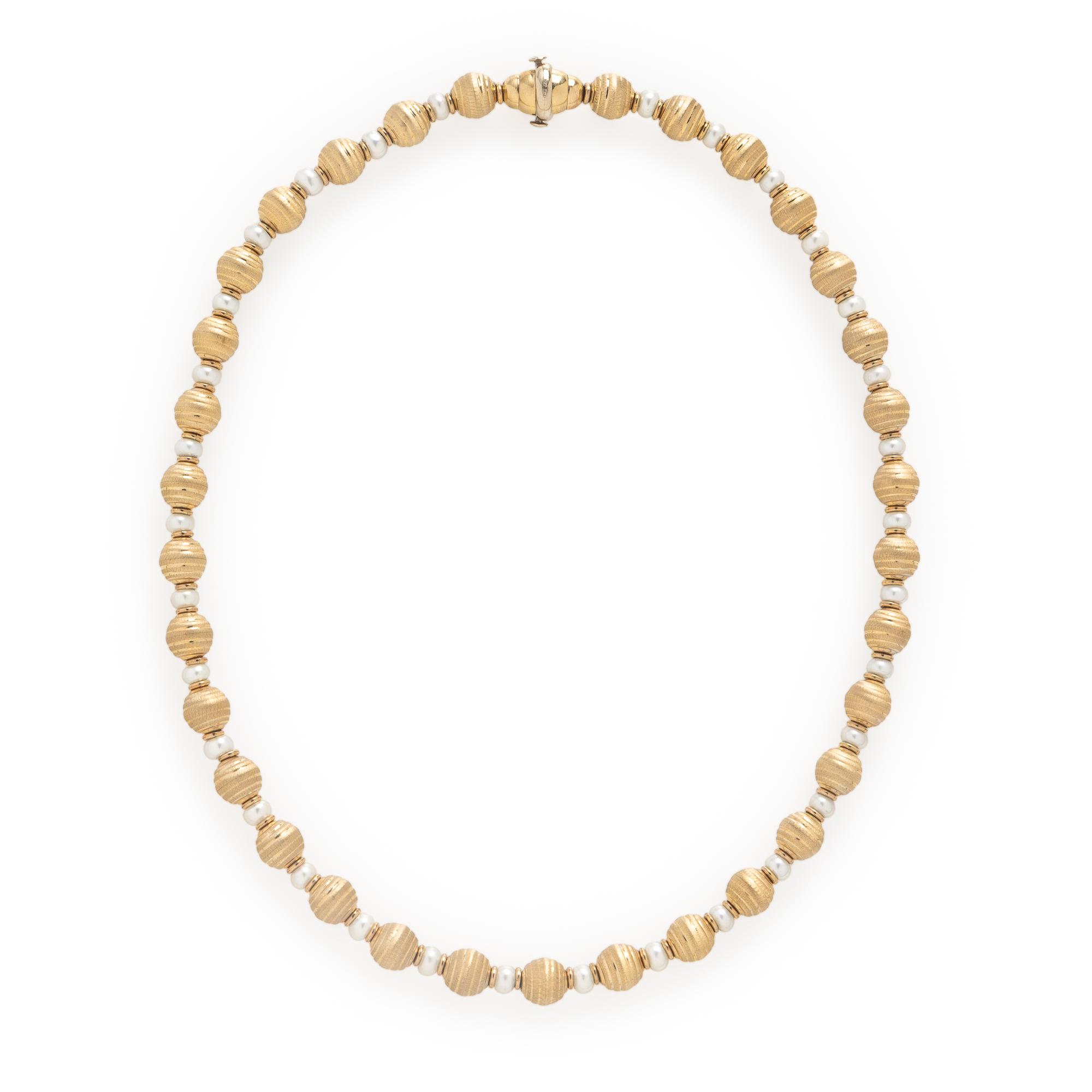 Yellow Gold and Cultured Pearl Necklace