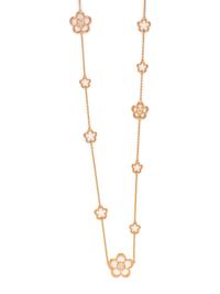 ROSE GOLD AND DIAMOND FLOWER LONGCHAIN NECKLACE