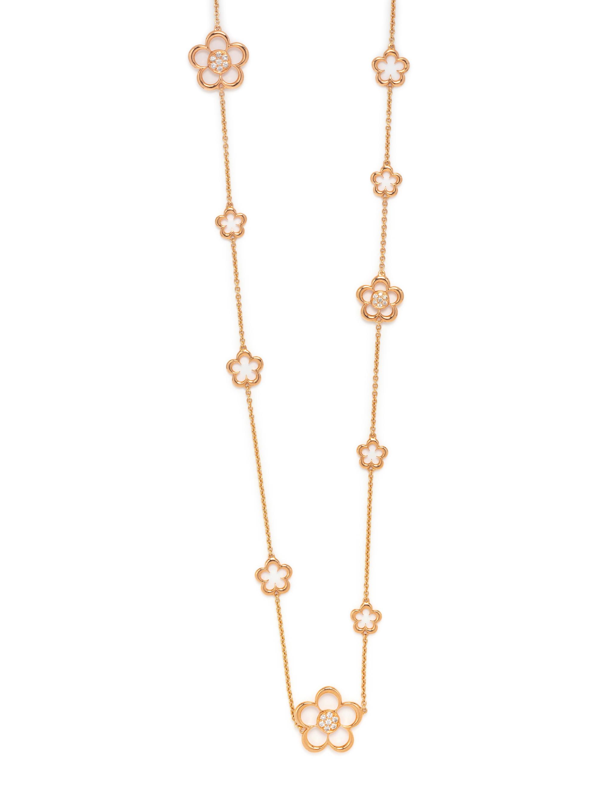 ROSE GOLD AND DIAMOND FLOWER LONGCHAIN NECKLACE