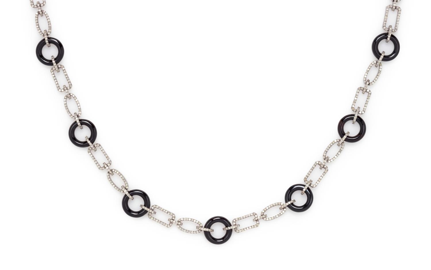 DIAMOND AND BLACK LINK NECKLACE