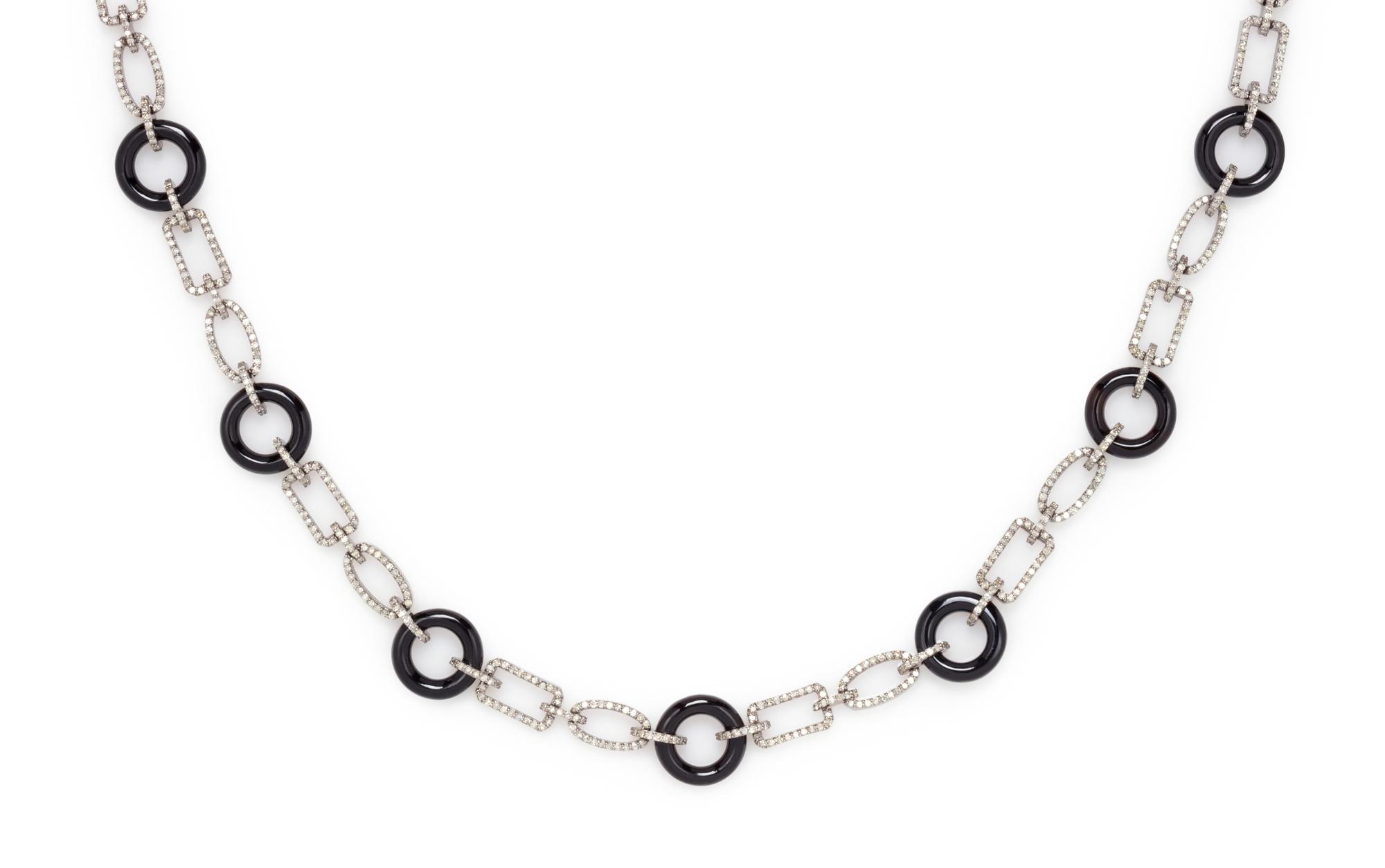 DIAMOND AND BLACK LINK NECKLACE