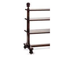 A Carved Oak Vitrine Cabinet and Open Bookshelf