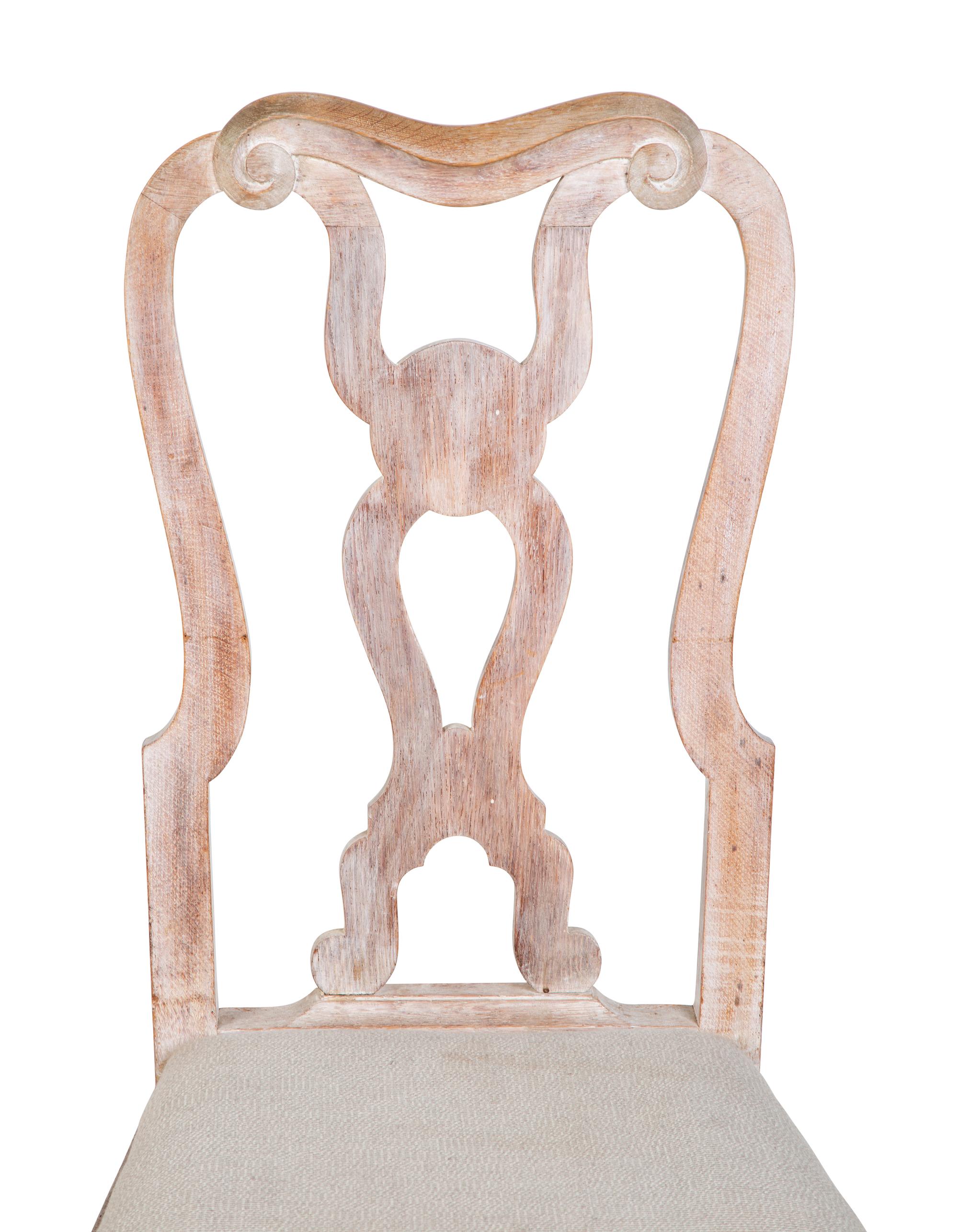 A Set of Four George II Style Cerused Oak Dining Chairs — 18TH/19TH CENTURY