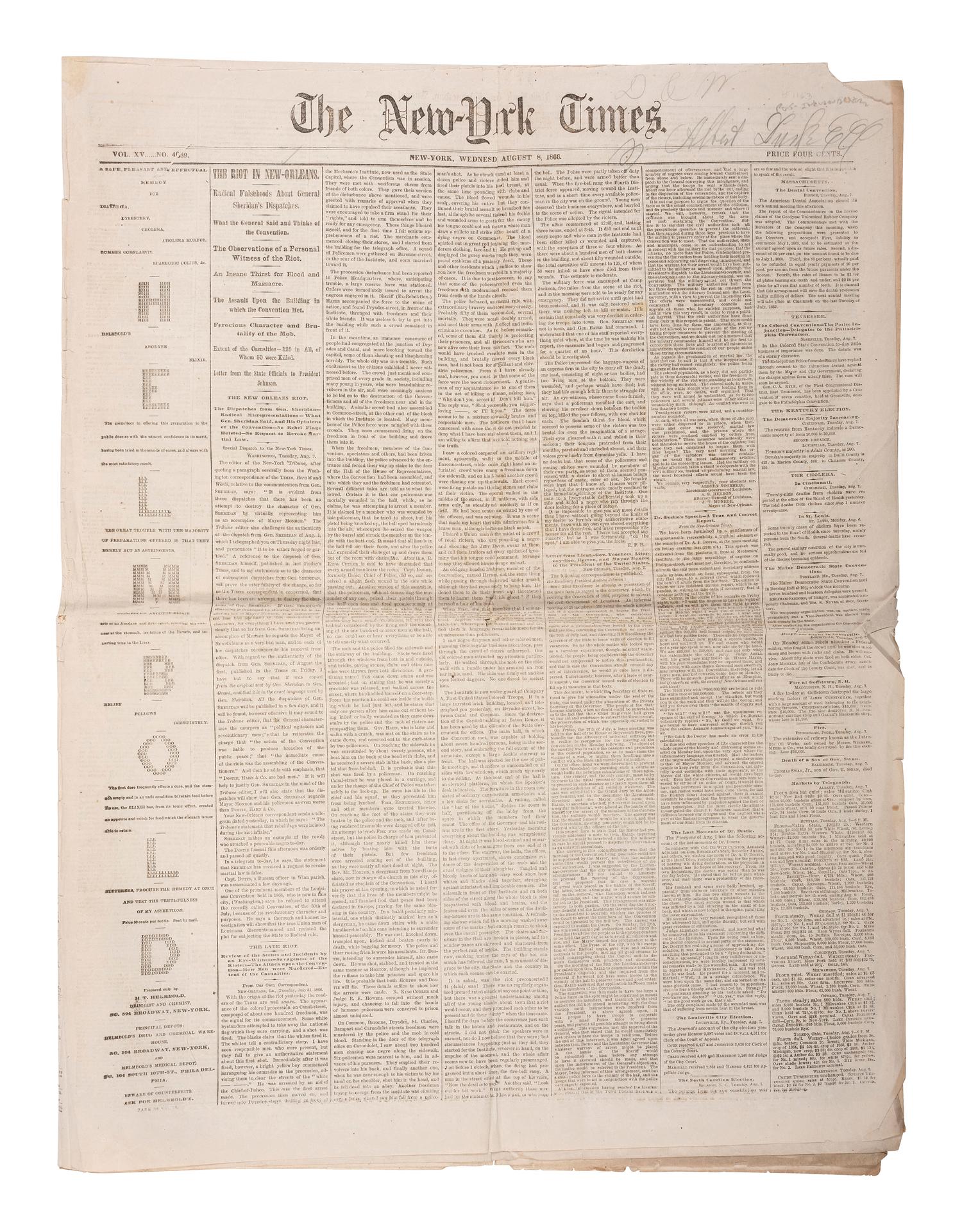[CIVIL WAR]. 150+ New York City newspapers, most War-period, incl. The New York Tribune.