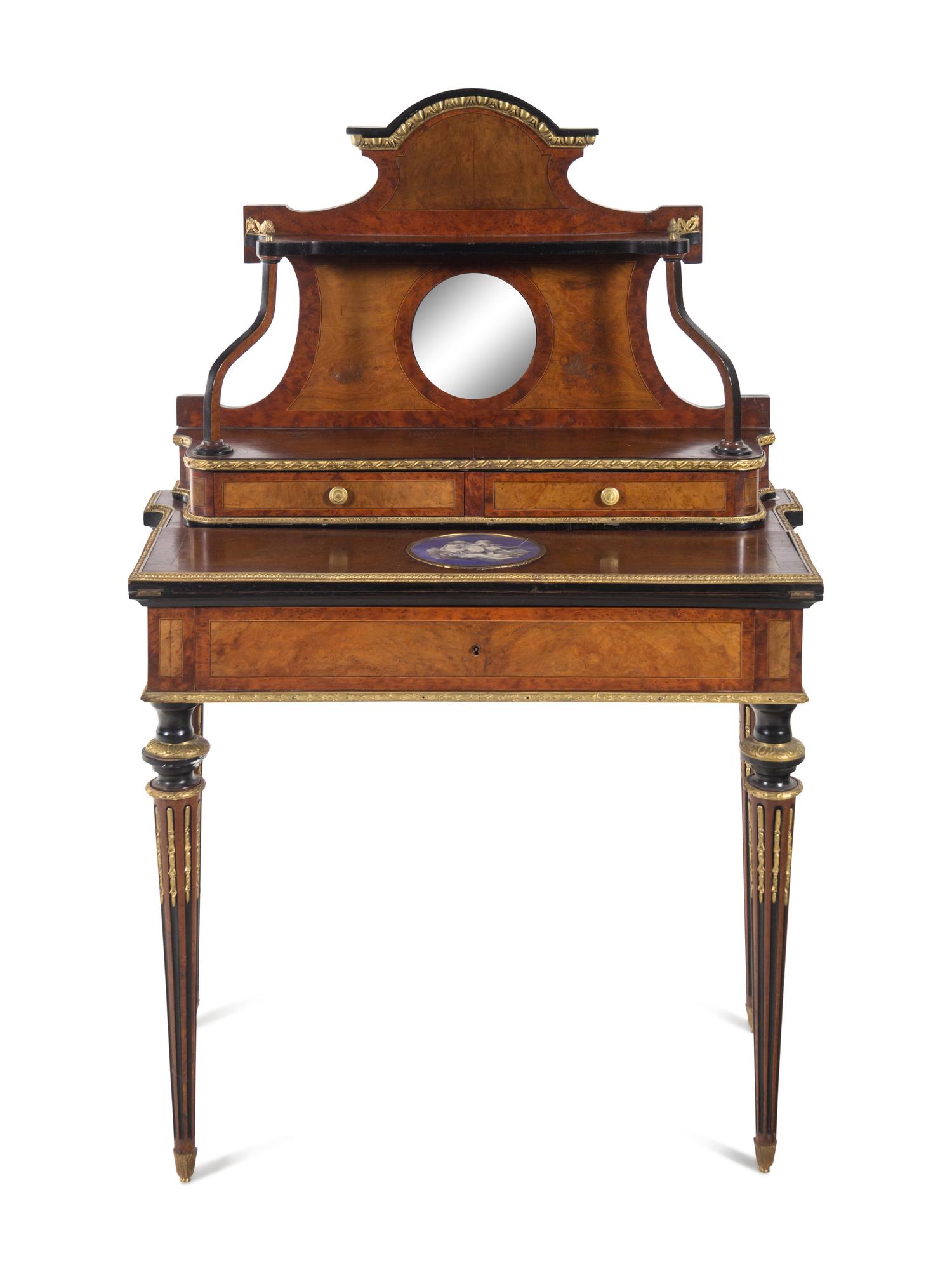 A Napoleon III Style Gilt Bronze Mounted Burlwood and Parcel Ebonized Étagère Table