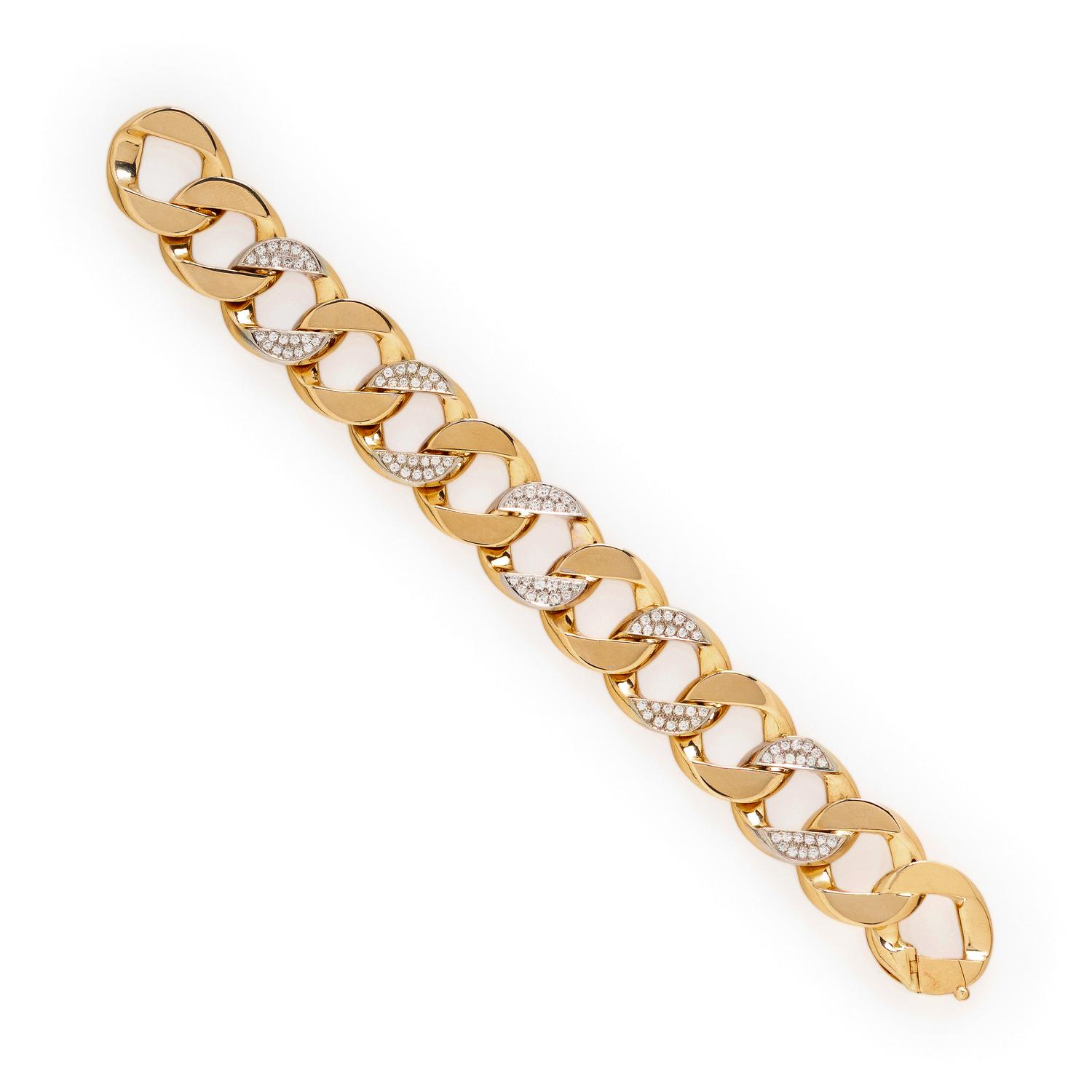 Diamond and Gold Curb Link Bracelet