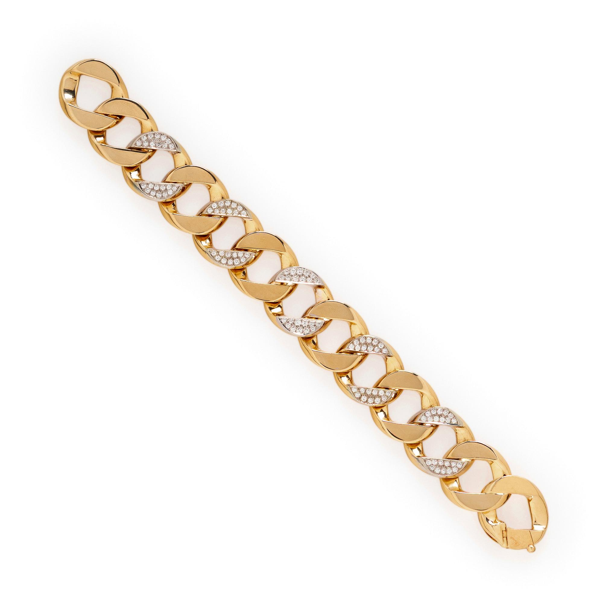Diamond and Gold Curb Link Bracelet