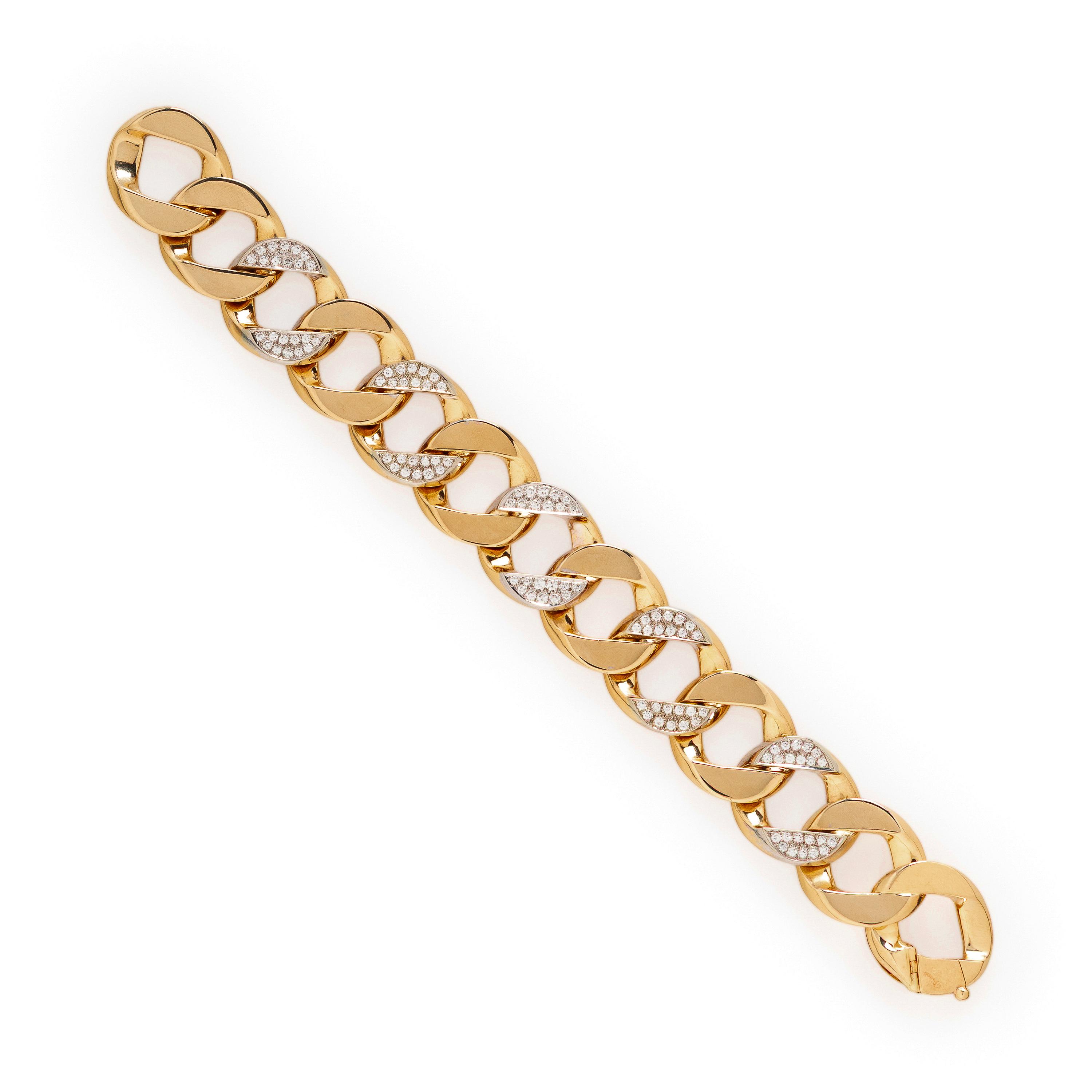 Diamond and Gold Curb Link Bracelet