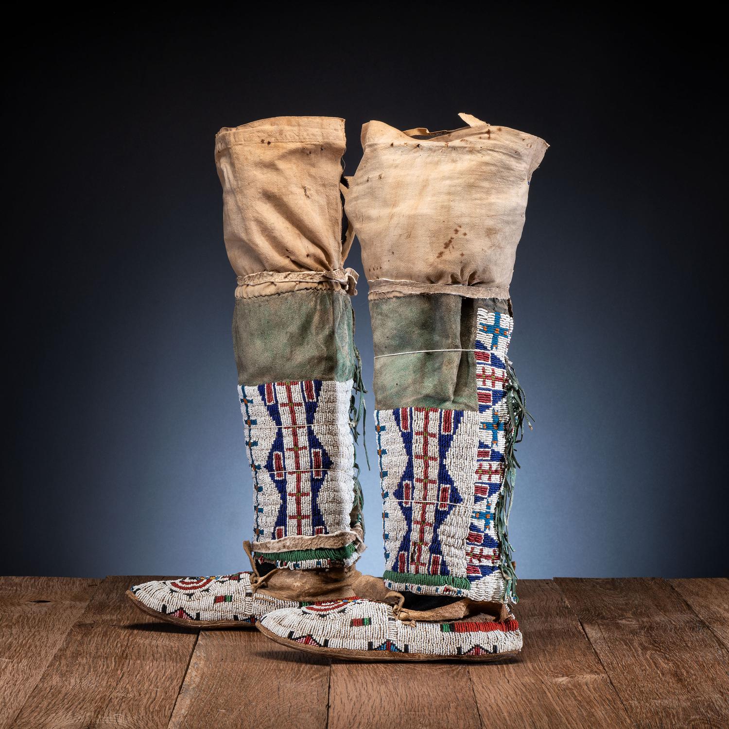 Cheyenne Beaded Hide Leggings, with Moccasins