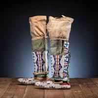 Cheyenne Beaded Hide Leggings, with Moccasins