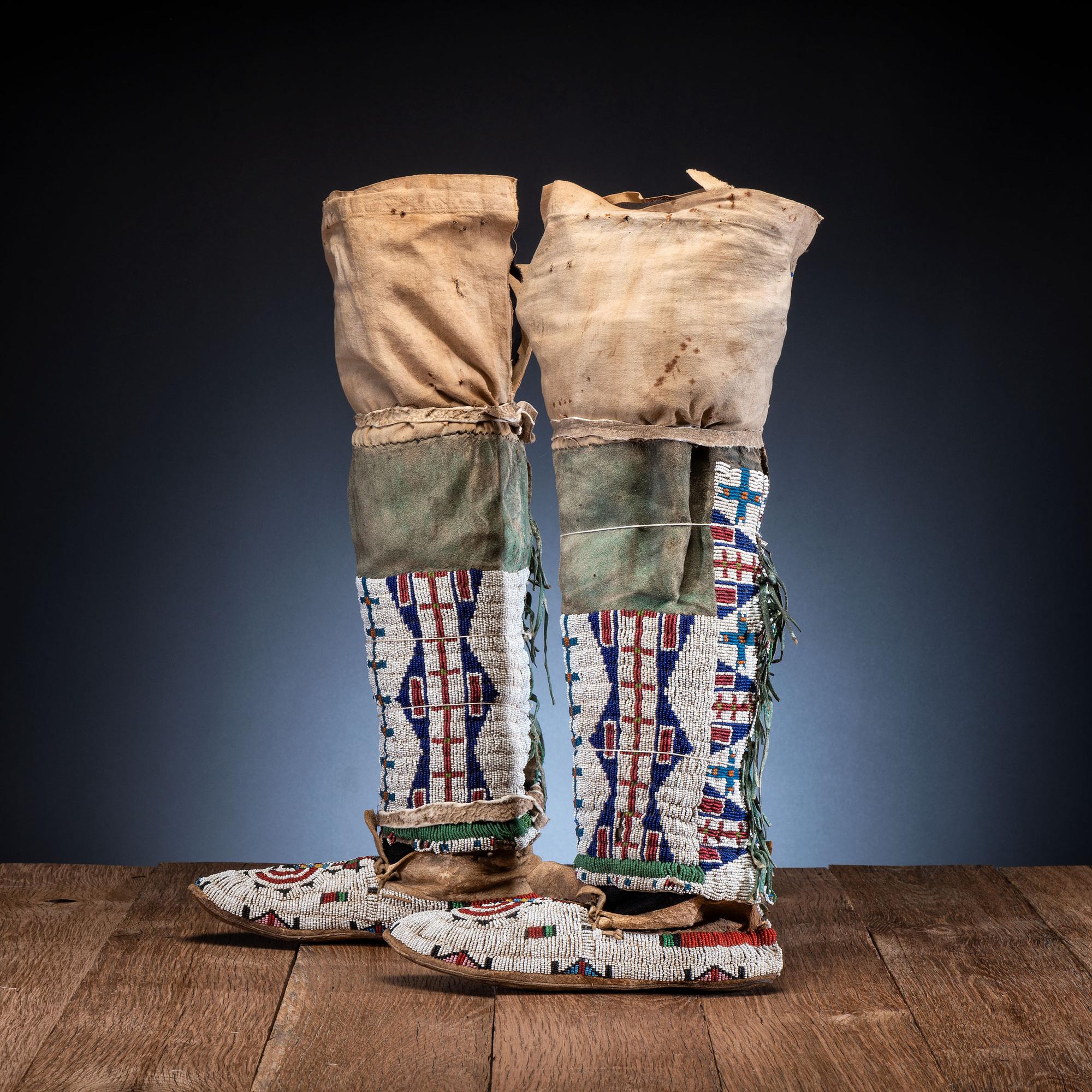 Cheyenne Beaded Hide Leggings, with Moccasins