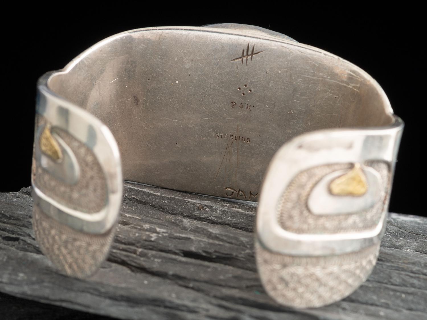 Northwest Coast Sterling Silver Cuff Bracelet, with 14K Gold Accents
