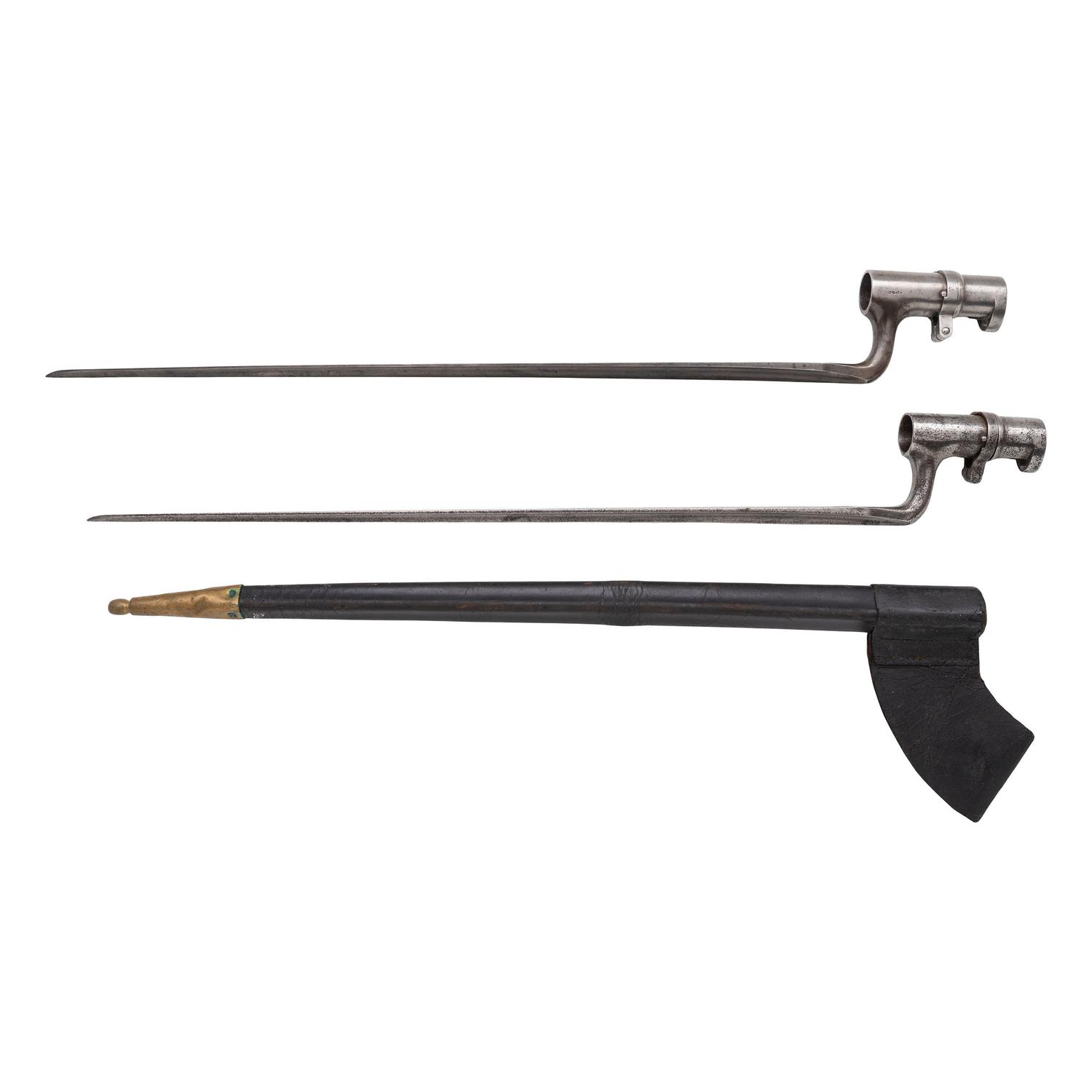 Two Sharps Socket Bayonets by Collins & Co, one with Scabbard