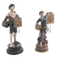Two Austrian Cold Painted Bronze Figural Clocks Height of tallest 12 inches. — 19TH CENTURY