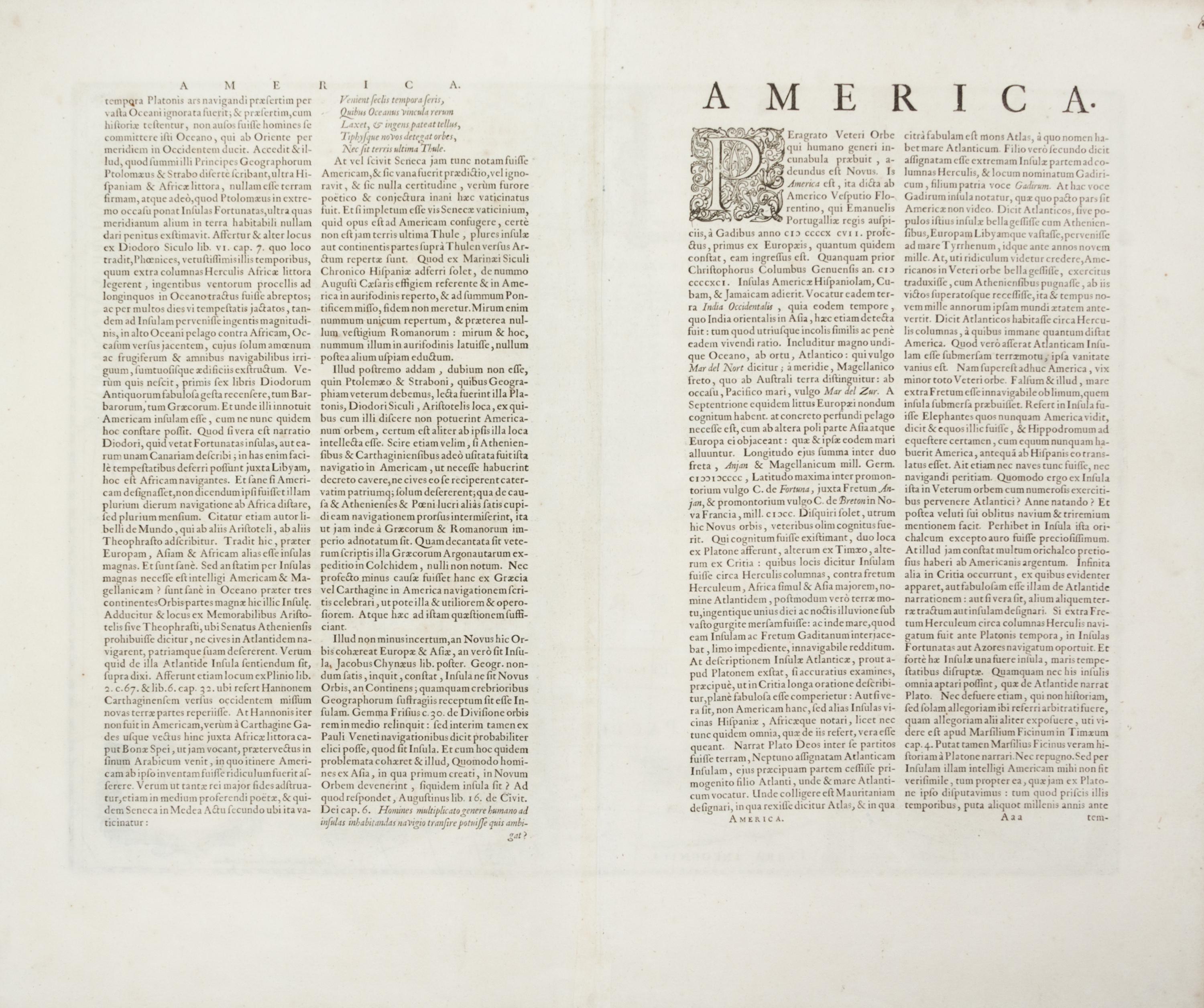 (MAP) JANSSON, JAN. America Noviter Delineata. Amsterdam, 1644. Engraved map w/hand-coloring.