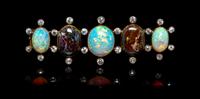 A Silver Topped Gold, Opal and Diamond Brooch, 8.40 dwts.