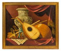 William Skilling, (American/British, b. 1940), Mandolin with Sheet Music