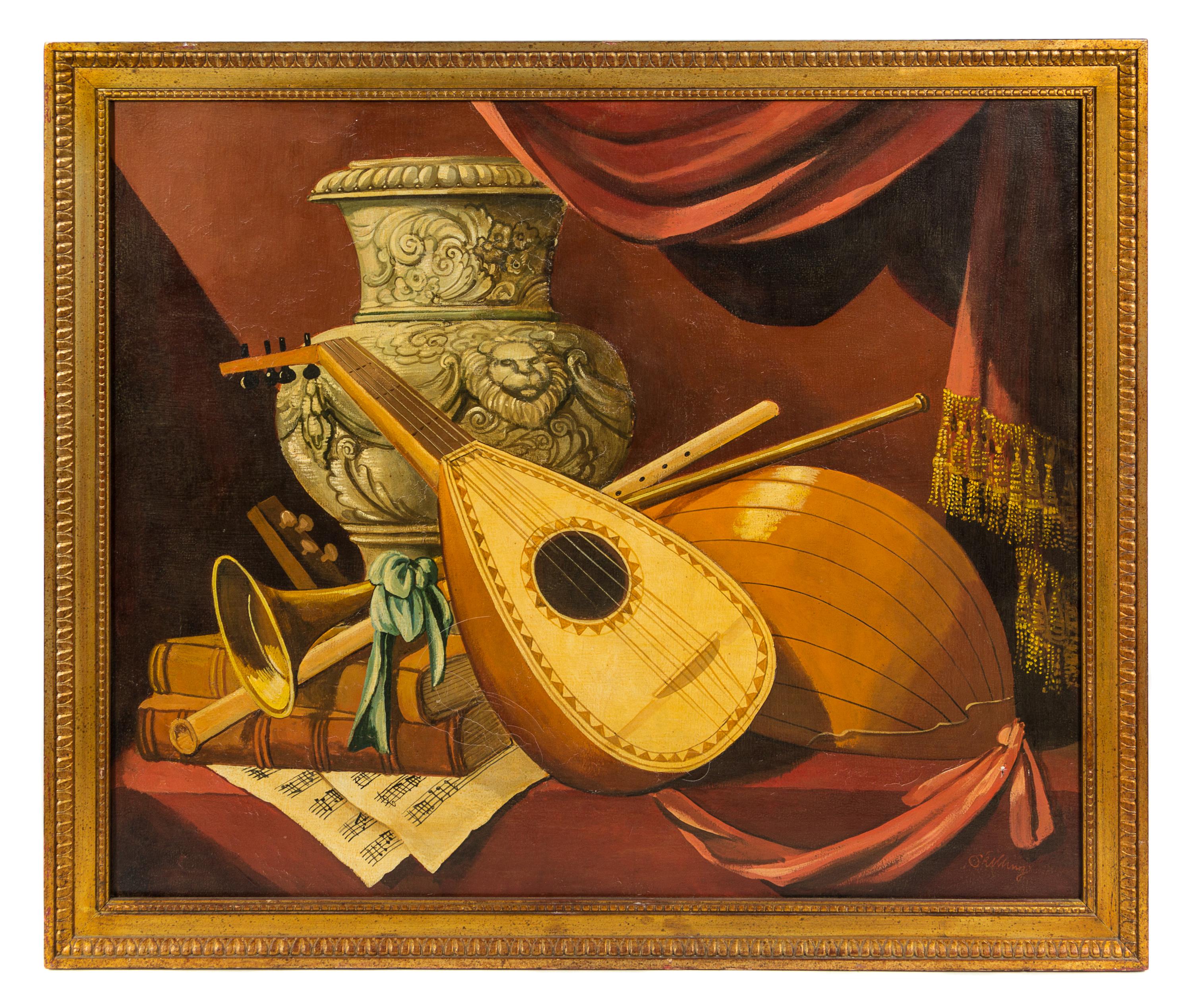 William Skilling, (American/British, b. 1940), Mandolin with Sheet Music