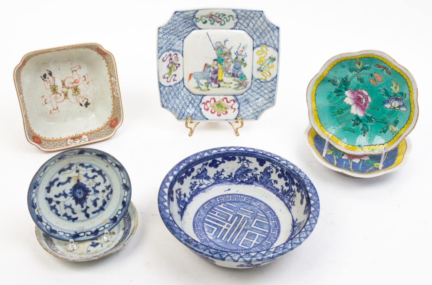 A Collection of Porcelain Articles Diameter of first 6 3/4 inches.