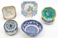 A Collection of Porcelain Articles Diameter of first 6 3/4 inches.