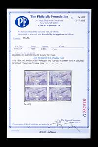 {PHILATELY} BRAZIL. Airmail. 1929, 3,000r, Violet (#C25VAR), Imperforate Block of Four