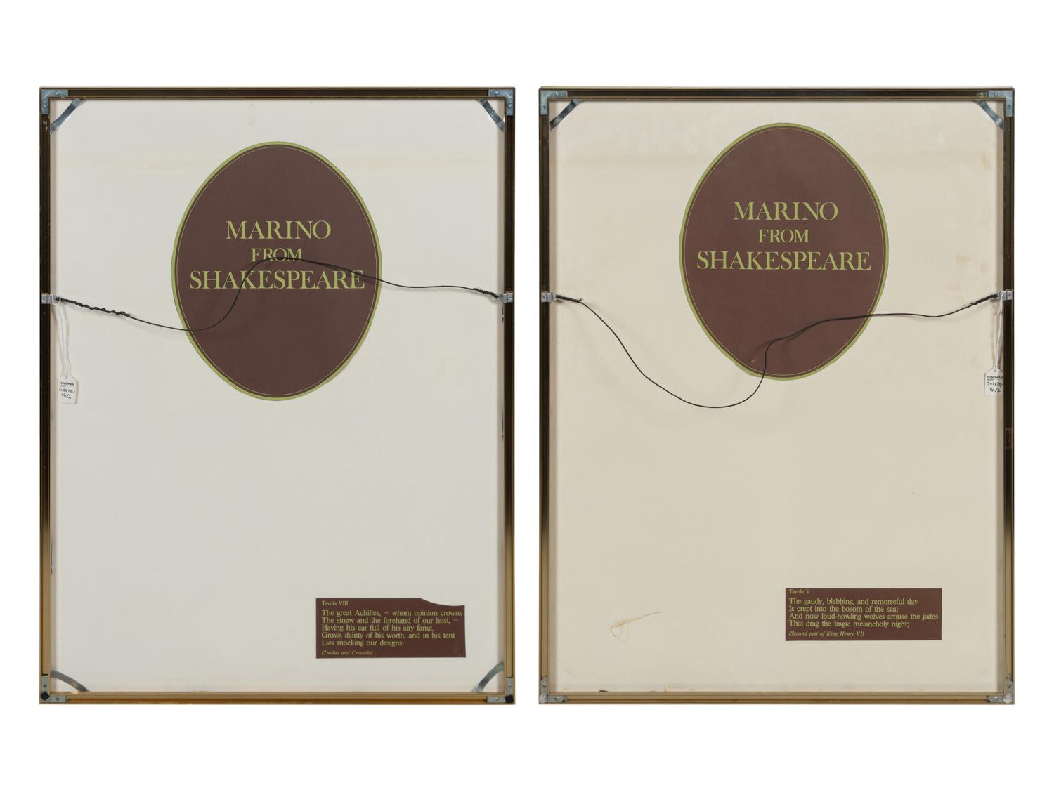 Plate IV and Plate VIII from Marino From Shakespeare II (a pair of prints)
