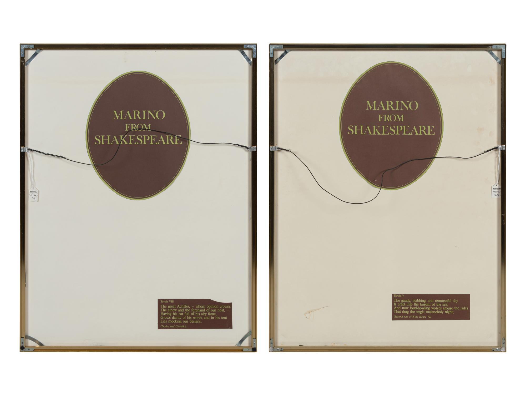Plate IV and Plate VIII from Marino From Shakespeare II (a pair of prints)