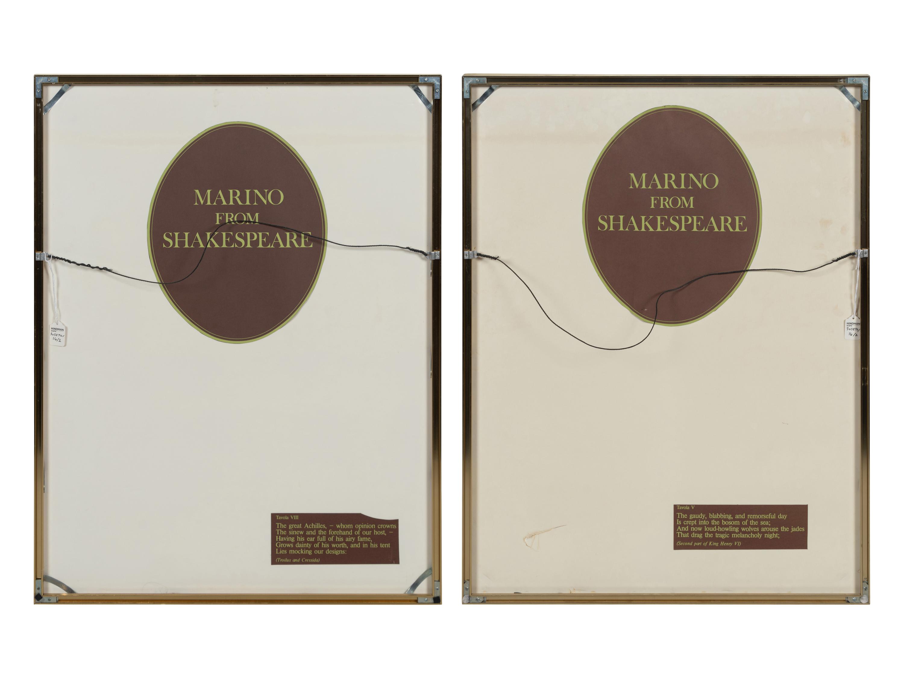 Plate IV and Plate VIII from Marino From Shakespeare II (a pair of prints)