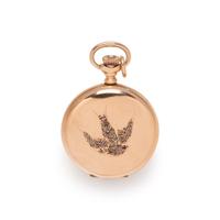 WALTHAM, 14K YELLOW GOLD AND DIAMOND HUNTER CASE POCKET WATCH