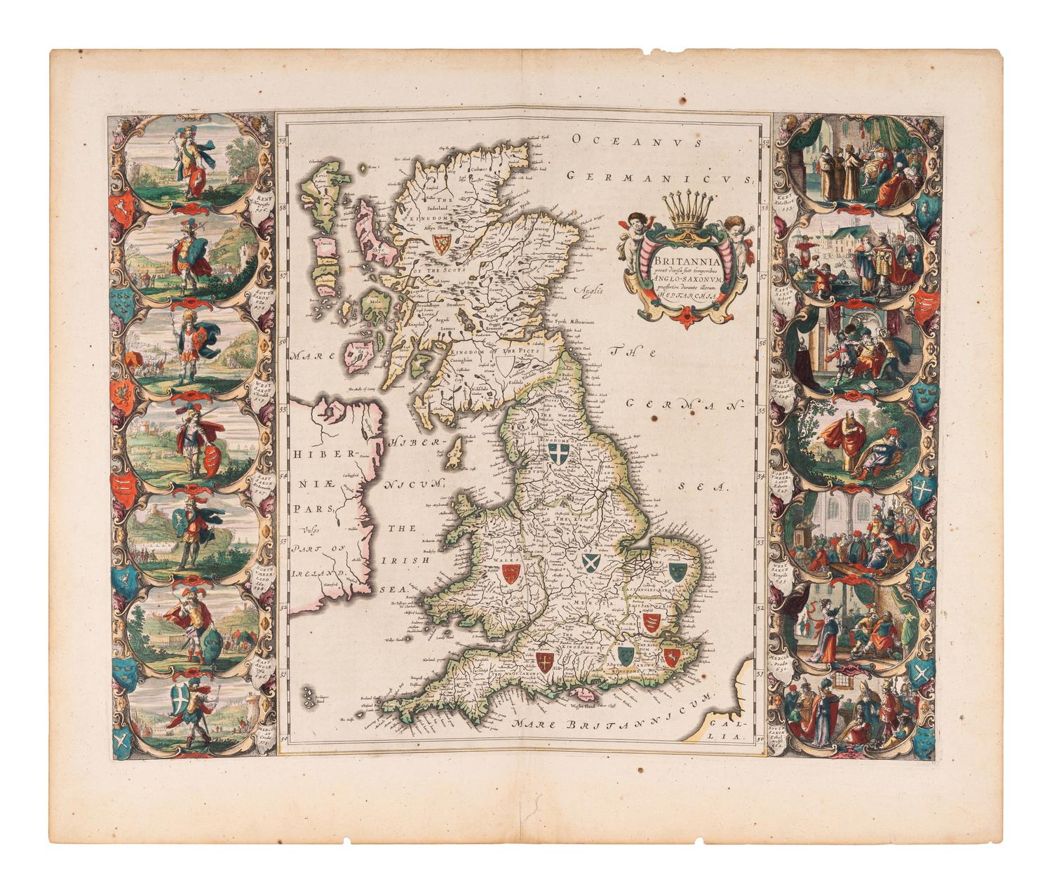BLAEU, Willem (1571-1638). Britannia Prout Divisa Suit Temporibus Anglo-Saxonum Praesertim Durante Illorum Heptarchia . Amsterdam, ca 1645.