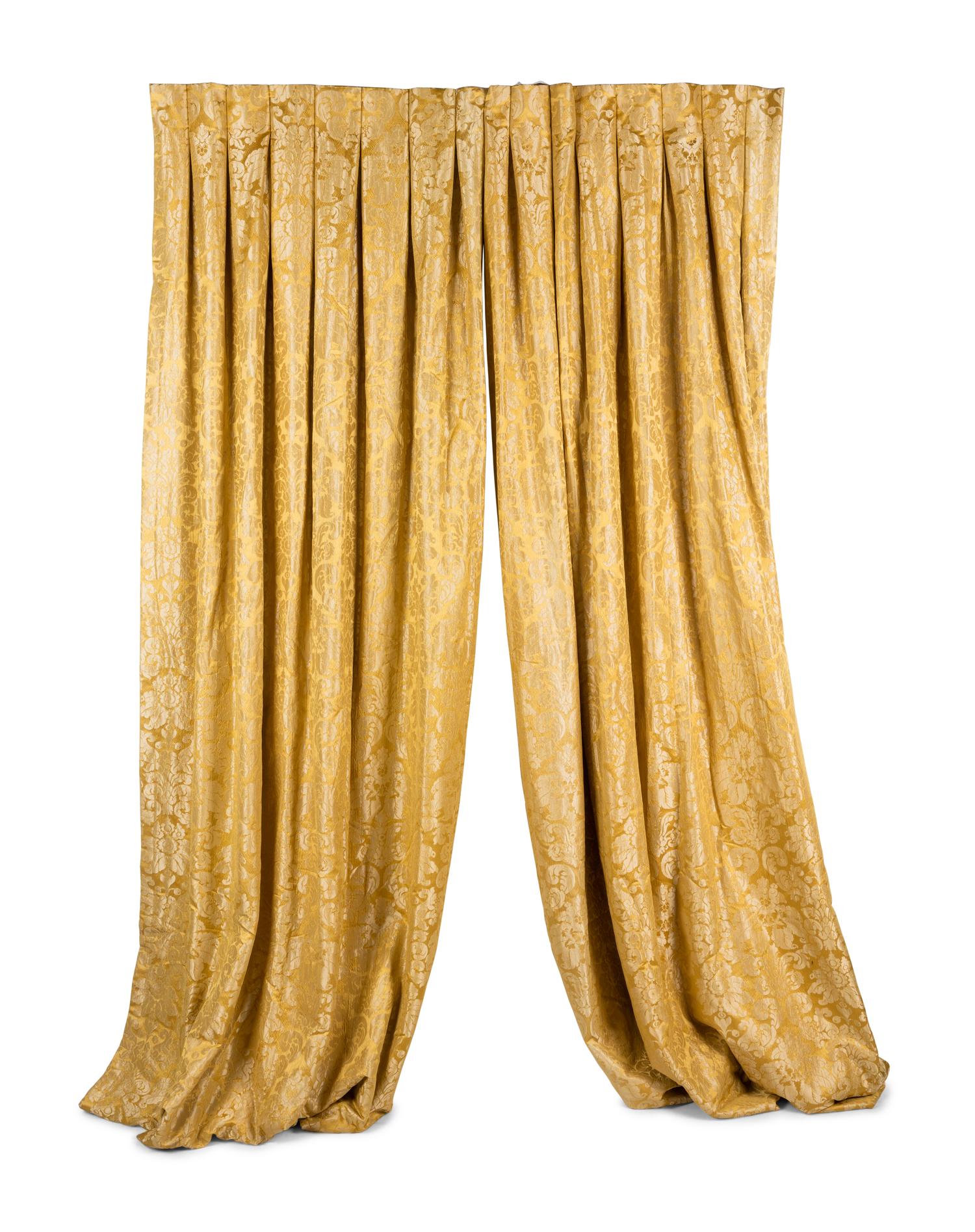 A Set of Six Scalamandré Silk Drapes