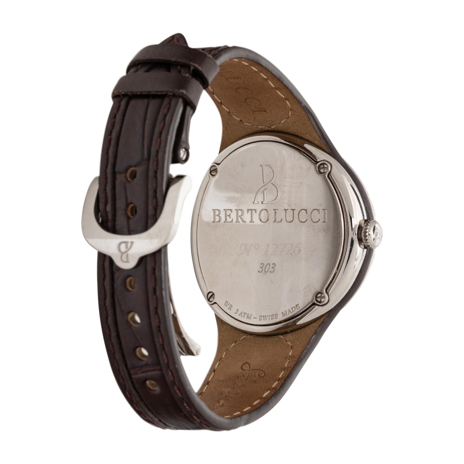 BERTOLUCCI, STAINLESS STEEL AND DIAMOND 'SERENA GARBO' WRISTWATCH