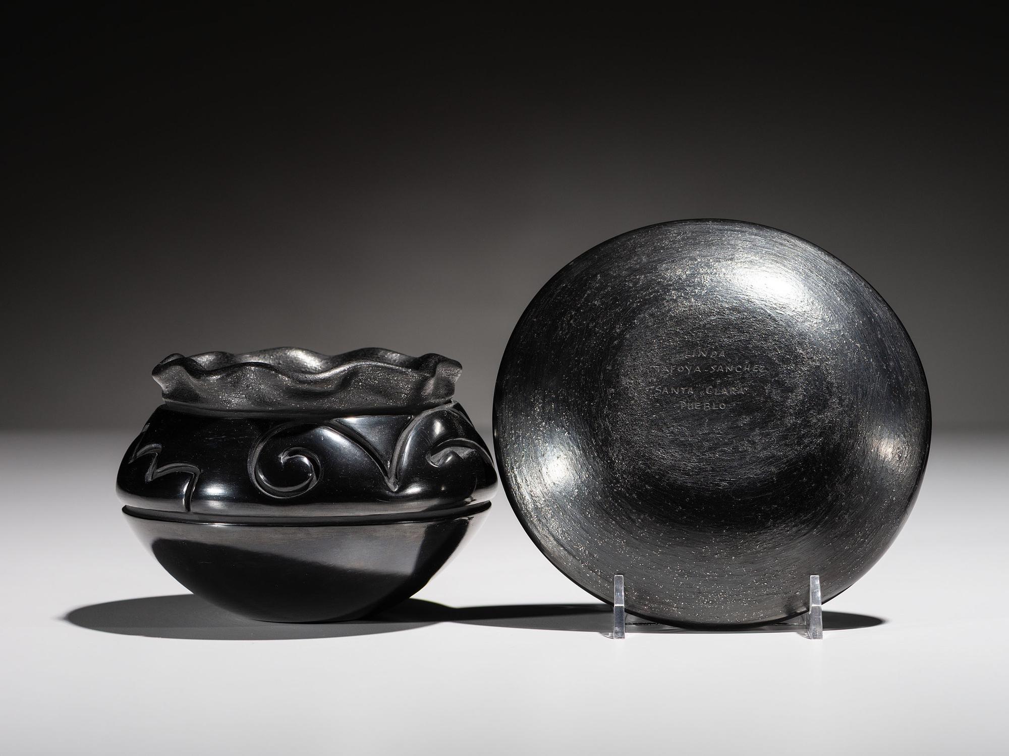 Linda Tafoya-Sanchez (Santa Clara, b. 1962) — Micaceous Blackware Pottery