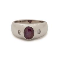 WHITE GOLD, STAR RUBY AND DIAMOND RING