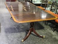 A Regency Style Mahogany Double Pedestal Extension Dining Table Height 29 inches.