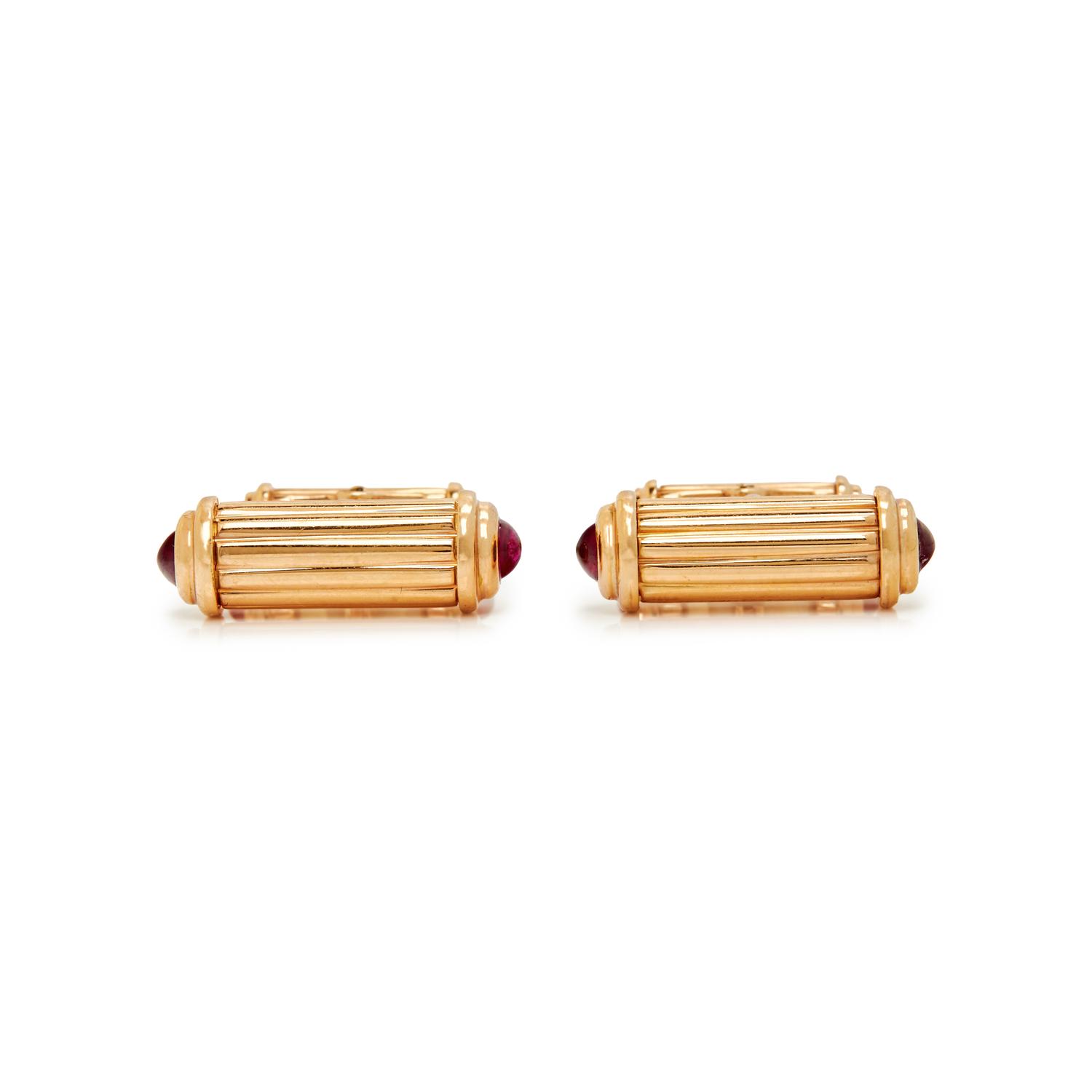VAN CLEEF & ARPELS, YELLOW GOLD AND RUBY CUFFLINKS