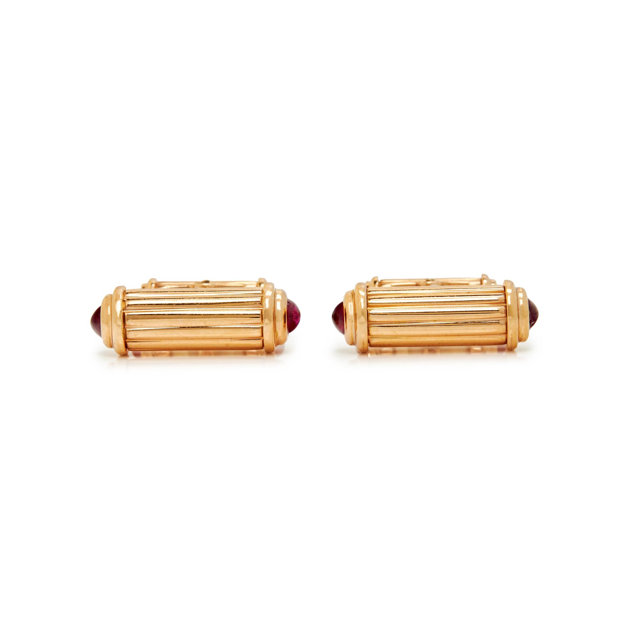 VAN CLEEF & ARPELS, YELLOW GOLD AND RUBY CUFFLINKS