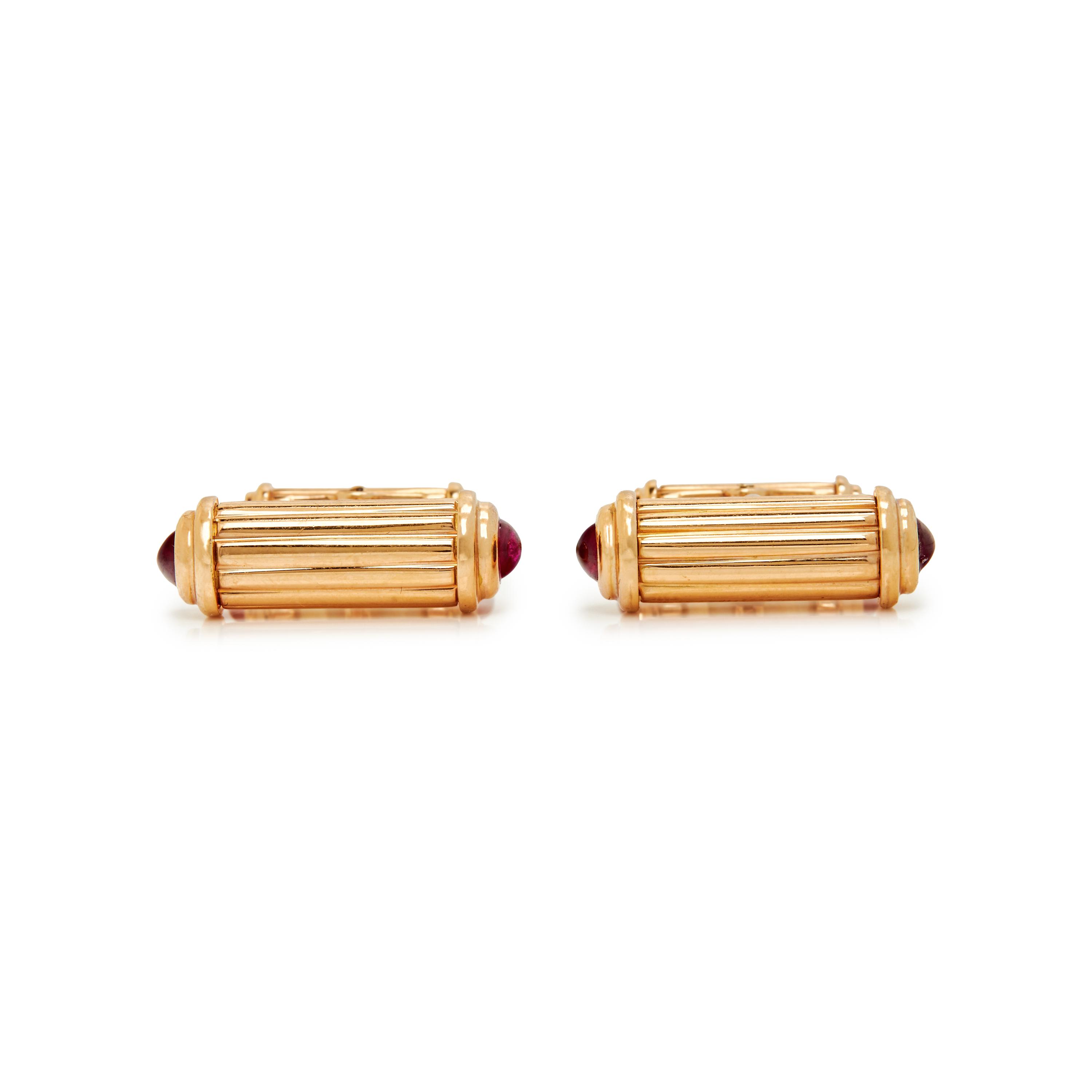 VAN CLEEF & ARPELS, YELLOW GOLD AND RUBY CUFFLINKS
