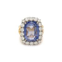 SYNTHETIC SAPPHIRE AND DIAMOND RING