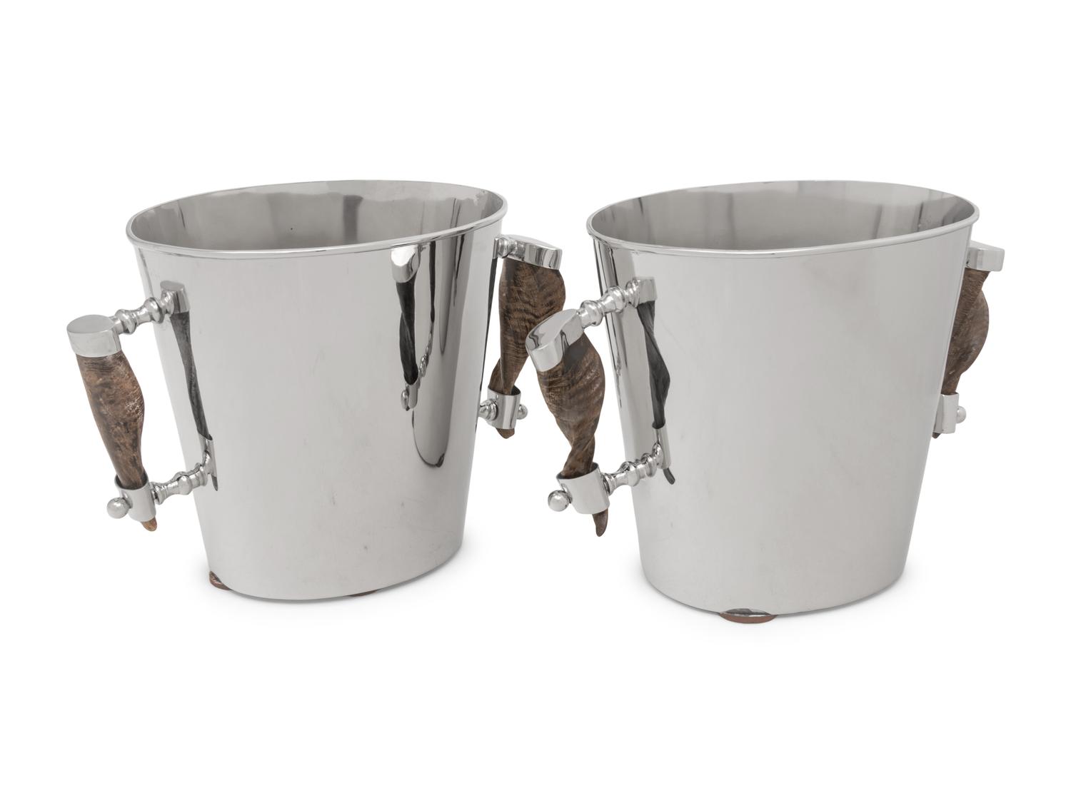 A Pair of German Chromed Metal Bottle Coolers