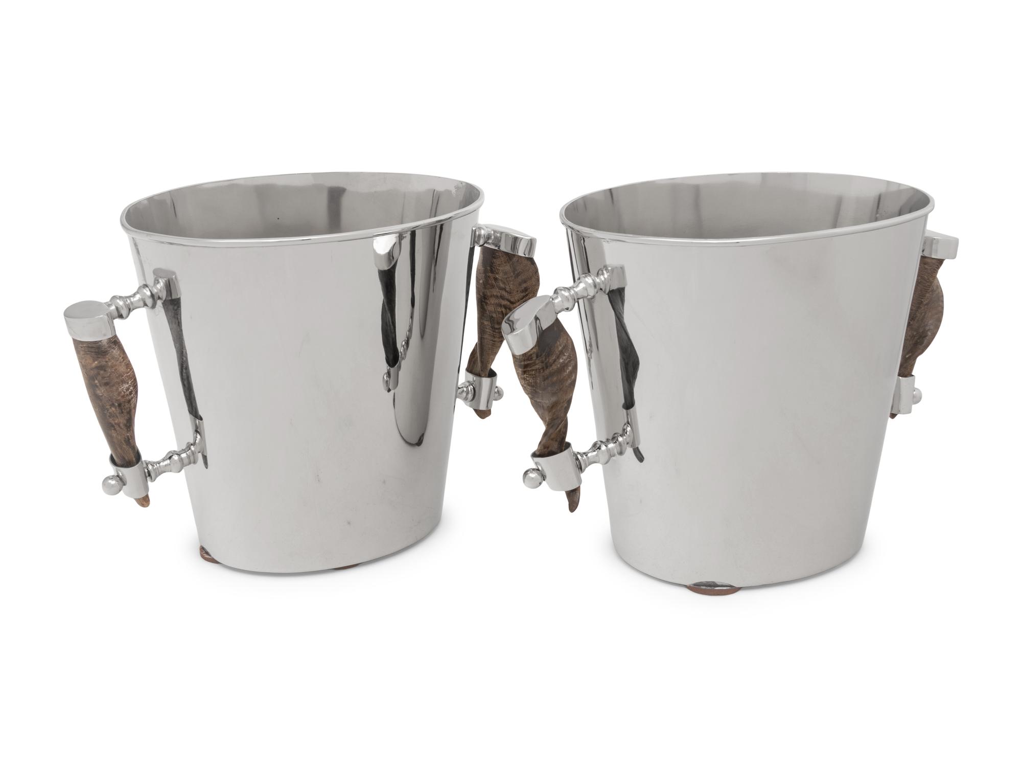 A Pair of German Chromed Metal Bottle Coolers