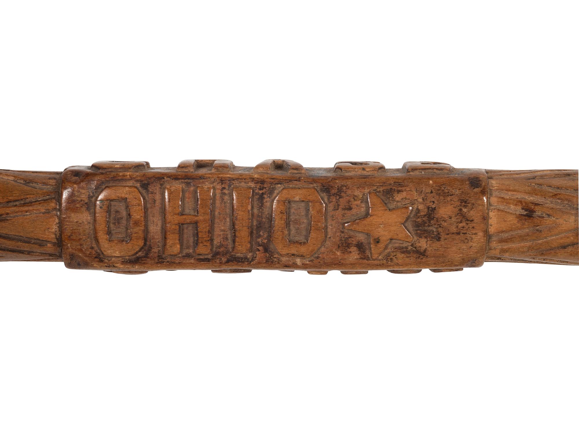 [CIVIL WAR]. Camp Chase, Ohio folk art carved walking stick. Ca 1862.
