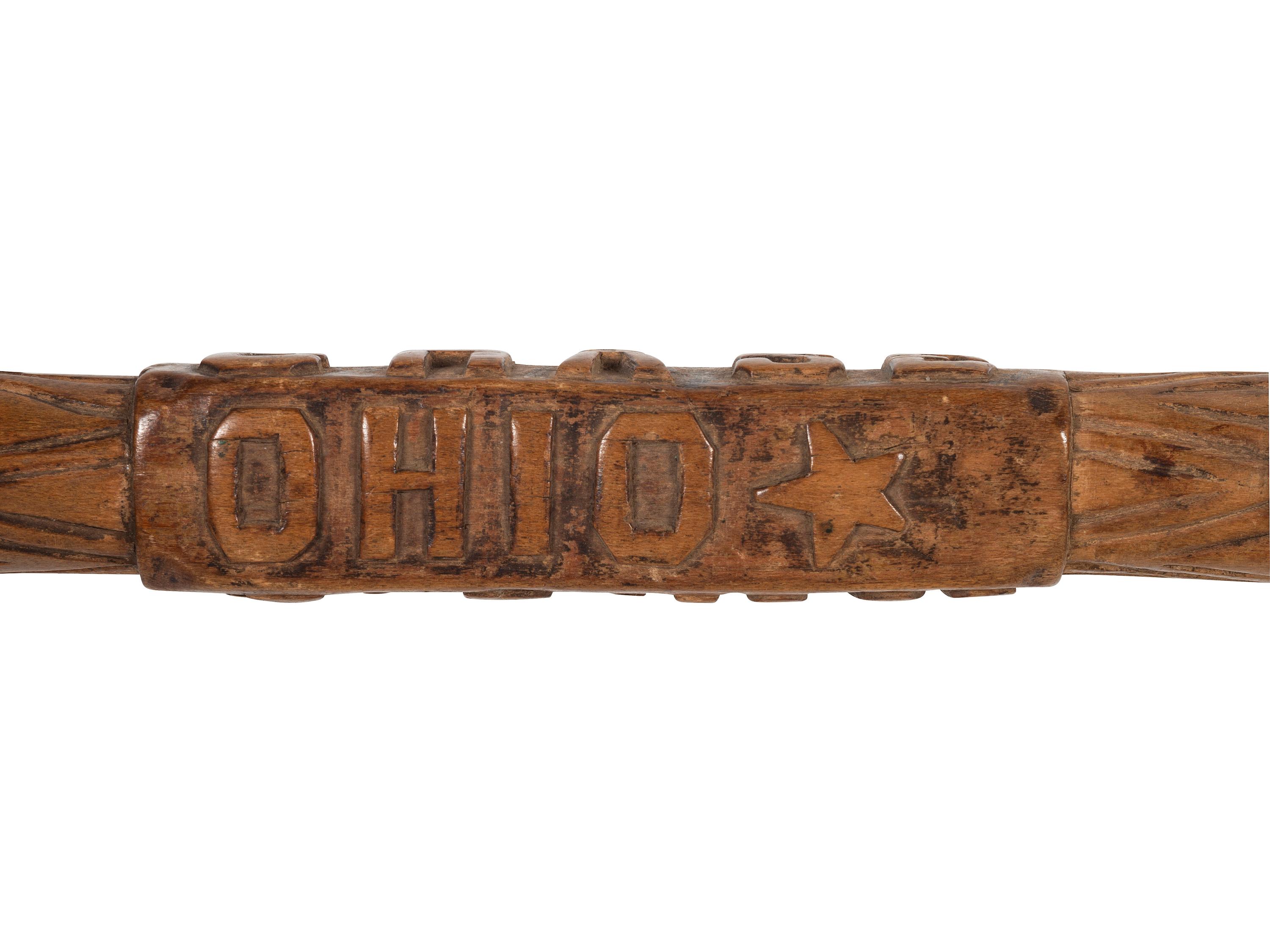 [CIVIL WAR]. Camp Chase, Ohio folk art carved walking stick. Ca 1862.