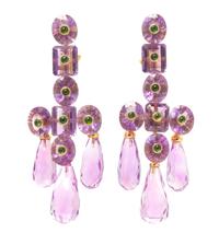 A Pair of 18 Karat Yellow Gold, Amethyst and Peridot Convertible Earclips, 31.65 dwts.