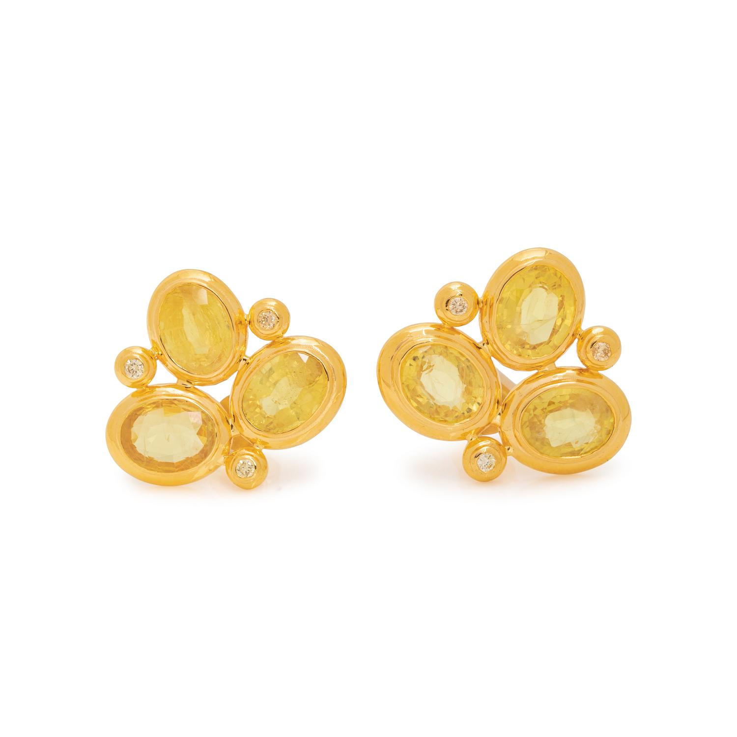 YELLOW SAPPHIRE AND DIAMOND EARRINGS
