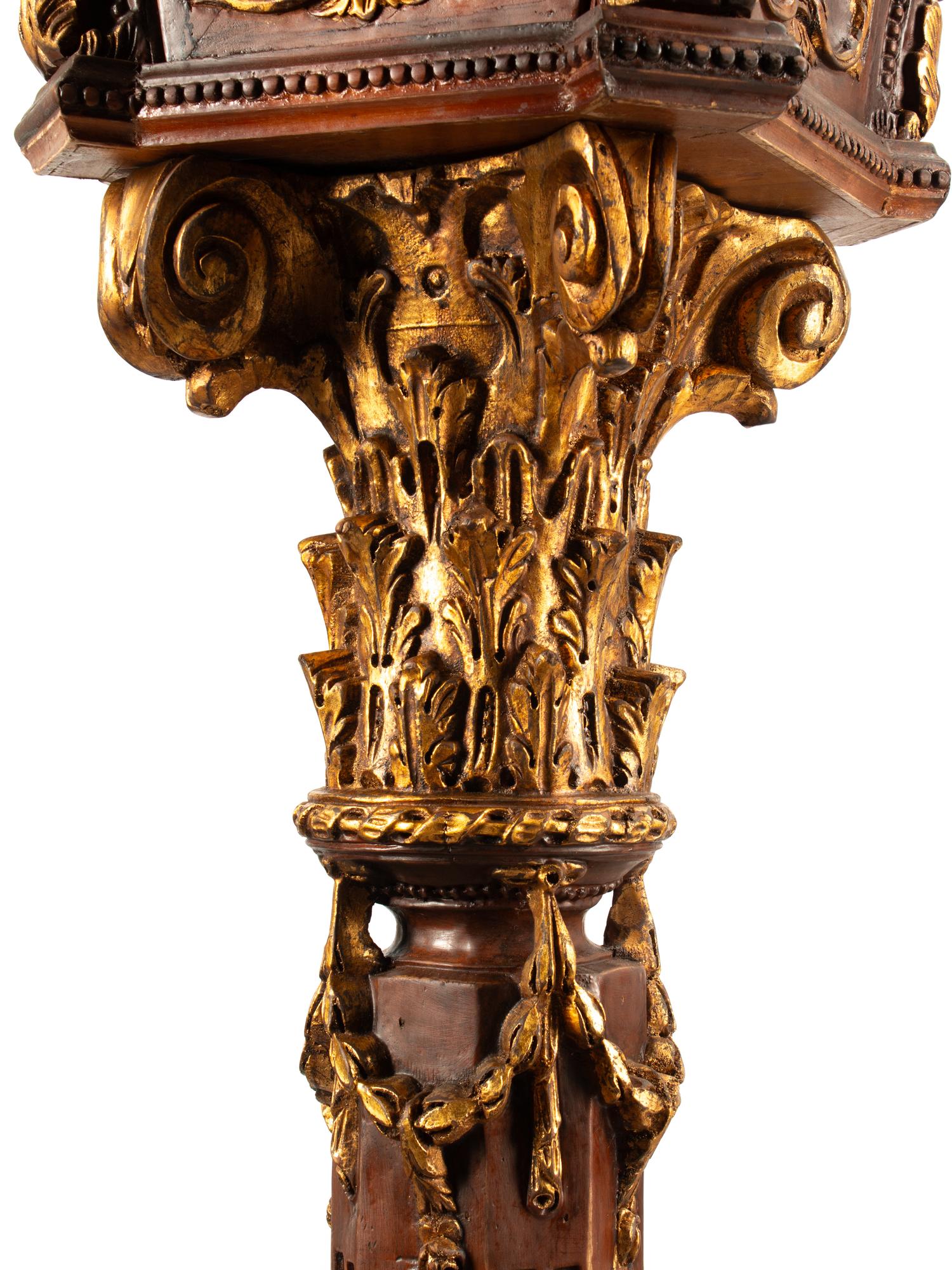 A Pair of Large Venetian Painted and Parcel Gilt Gondola Lanterns