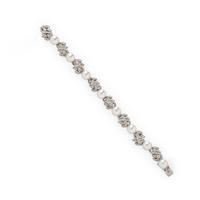 CULTURED PEARL, DIAMOND, AND WHITE GOLD BRACELET