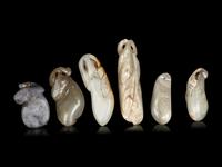 Six Chinese Jade Carvings of Aubergines