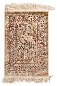 A Silk and Metallic Thread Rug